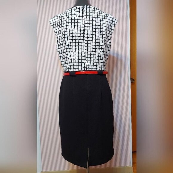 Connected Apparel Grid Sheath Dress Dark Academia Collegiate Workwear Size 10 - Picture 4 of 9